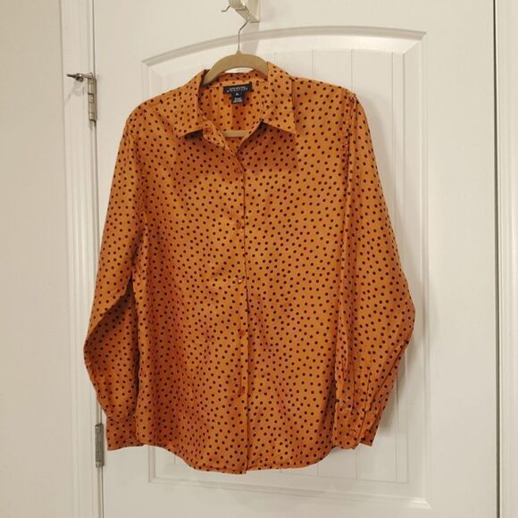 Jones of New York 100% silk blouse Polka Dot , XL - Picture 1 of 5